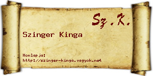 Szinger Kinga névjegykártya